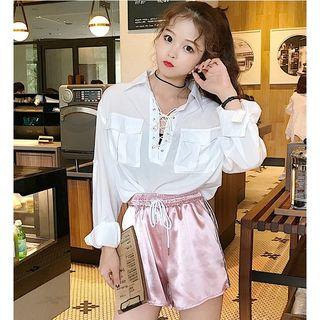 Long-sleeve Lace-up Shirt / Shorts / Set