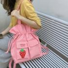 Strawberry Print Convertible Nylon Backpack