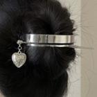 Heart Pendant Hair Stick 2734a - Silver - One Size