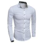 Pattern Trim Collar Long-sleeve Shirt