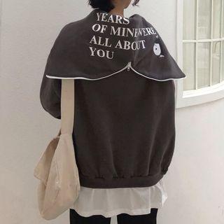 Lettering Mock Two-piece Hoodie Dark Gray - One Size