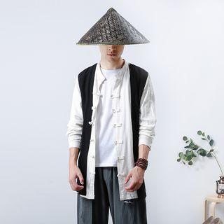 Color Block Knot Button Shirt