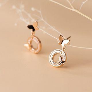Butterfly Rhinestone Sterling Silver Drop Earring
