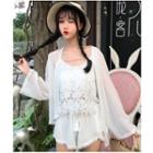 Lace Camisole Top / Chiffon Shorts / Chiffon Jacket