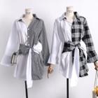 Long-sleeve Bow Panel Shirt Dress