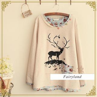 Deer Print Piped T-shirt