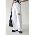 Slit Wide-leg Cotton Pants