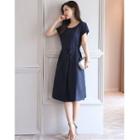 Cap-sleeve Waist-tied Midi Dress