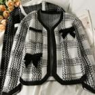 Ribbon-accent Open-front Cardigan