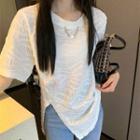 Short-sleeve Textured T-shirt White - One Size