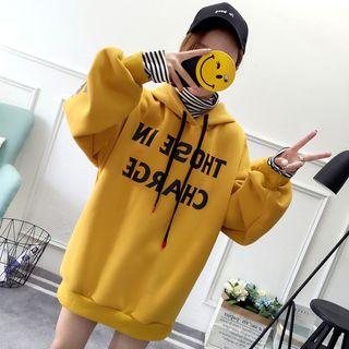 Mock Two-piece Striped Lettering Sweatshirt