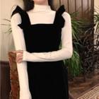 Long-sleeve Top / Sleeveless Velvet Dress