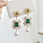 Faux Pearl Faux Crystal Dangle Earring 1 Pair - White - One Size