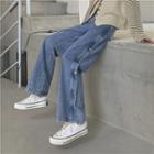 Side-button Wide Leg Jeans