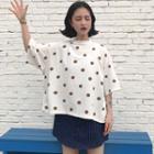 Polka Dot Elbow-sleeve T-shirt