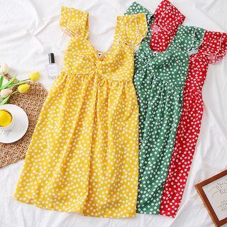 Square-neck Knotted Floral Mini Dress