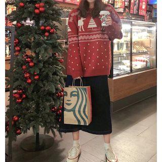 Christmas Print Knit Sweater