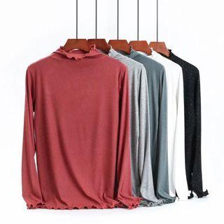 Lettuce Edge Mock Turtleneck Long-sleeve T-shirt