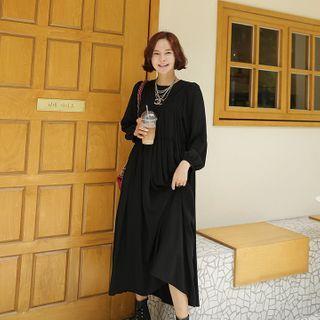 Round-neck Maxi Shirred Dress