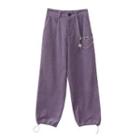 Corduroy Drawstring-cuff Pants With Chain
