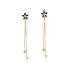 Fashion And Simple Plated Rose Gold Flower Tassel 316l Stainless Steel Earrings With Cubic Zircon Rose Gold - One Size