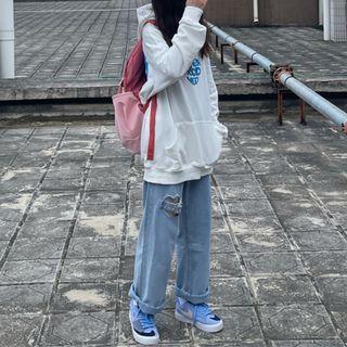 Cut-out Straight-leg Jeans
