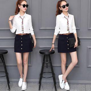 Set: Plain Blouse + A-line Skirt