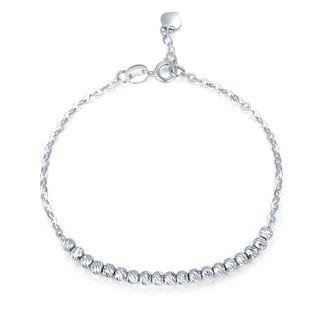14k White Gold Diamond Cut Beads Bracelet (17.5cm)