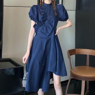 Asymmetrical Short-sleeve Short Dress
