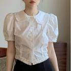 Short-sleeve Frill Trim Crop Shirt / Mini Skirt