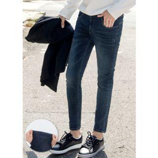 Hidden-band Washed Slim-fit Jeans