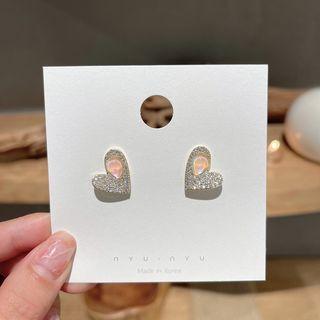 Heart Rhinestone Alloy Earring D679-1 - 1 Pair - Love Heart - One Size