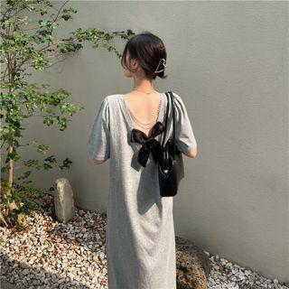 Open Back Bow Two Tone Dress