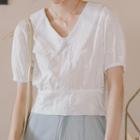 Puff-sleeve Eyelet Lace Cropped Top