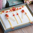 Chinese Wedding Set: Flower Headpiece + Hair Pins + Earrings
