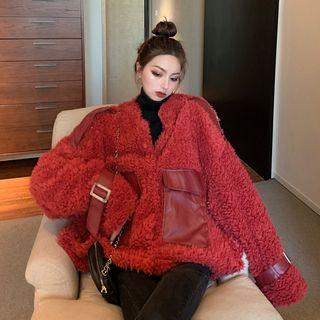 Faux Shearling Paneled Buttoned Jacket