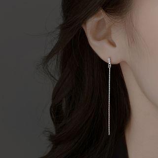 Rhinestone Drop Earring 1 Pair - Drop Earring - Rhinestone - Silver - One Size