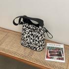 Floral Print Faux Leather Bucket Bag Floral - One Size