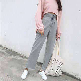 High Waist Wide-leg Sweatpants Gray - One Size