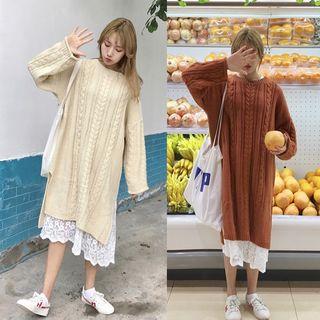 Long Sleeve Cable Knit Dress