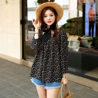 Square-neck Floral Empire Blouse
