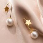 Faux Pearl Star Sterling Silver Dangle Earring