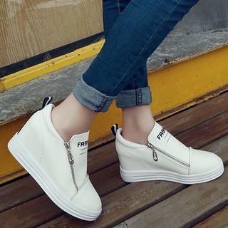 Letter Fleece-lined Hidden Wedge Sneakers