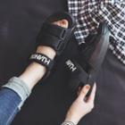 Lettering Adhesive Strap Flat Sandals