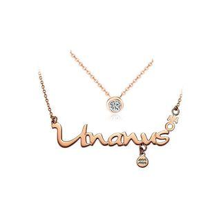 Twelve Horoscope Aquarius Stainless Steel Necklace With White Austrian Element Crystal