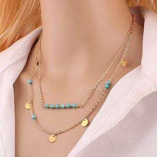 Metal Disc Double-layer Chain Necklace