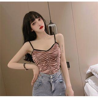 Spaghetti Strap Velvet Crinkled Top