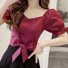 Short-sleeve Square-neck Bow Top