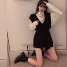 Mock Neck Long-sleeve T-shirt / Sleeveless Playsuit