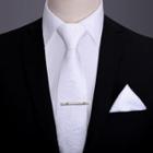 Set: Neck Tie + Pocket Square + Tie Clip As Shown In Figure - One Size